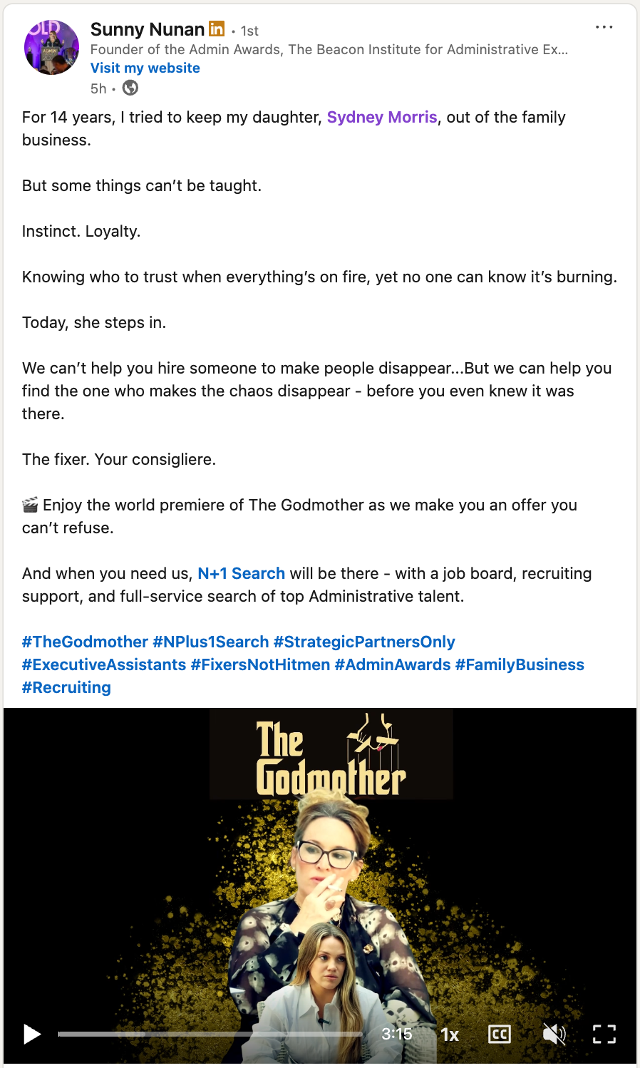The Godmother Linkedin Post